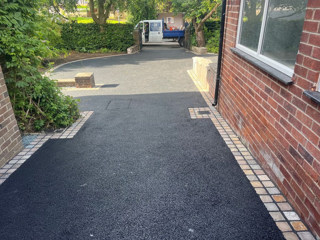 Looking down tarmac drive