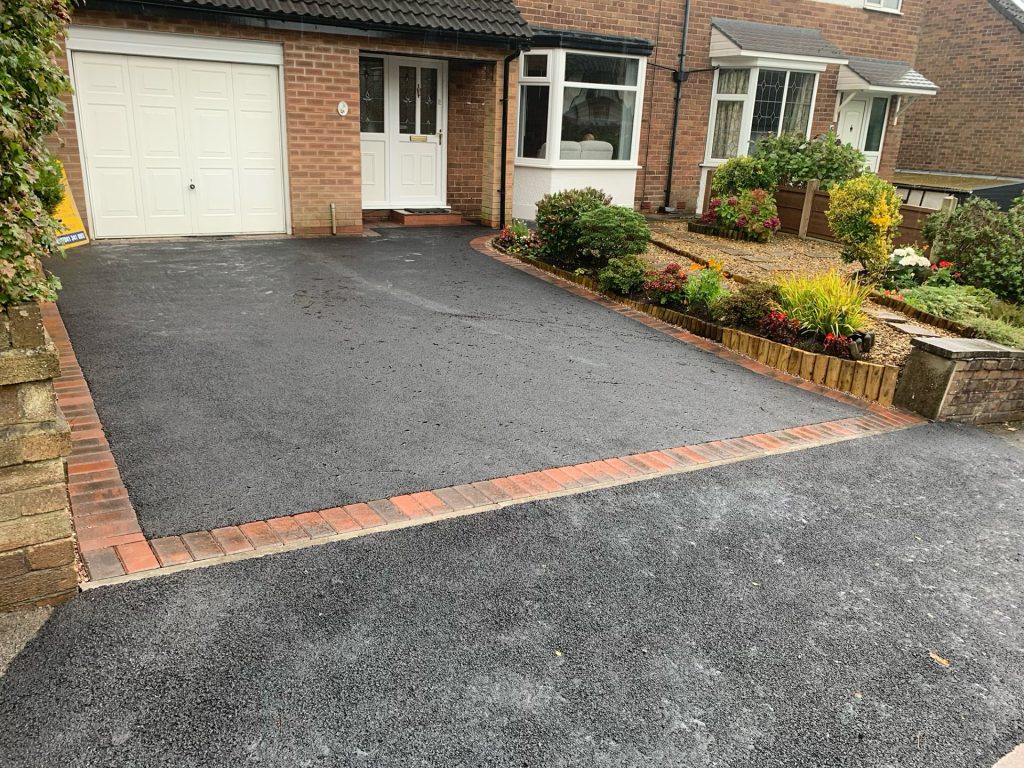 Tarmac driveway with a block paved border, Rushton Drive, Marple, Stockport