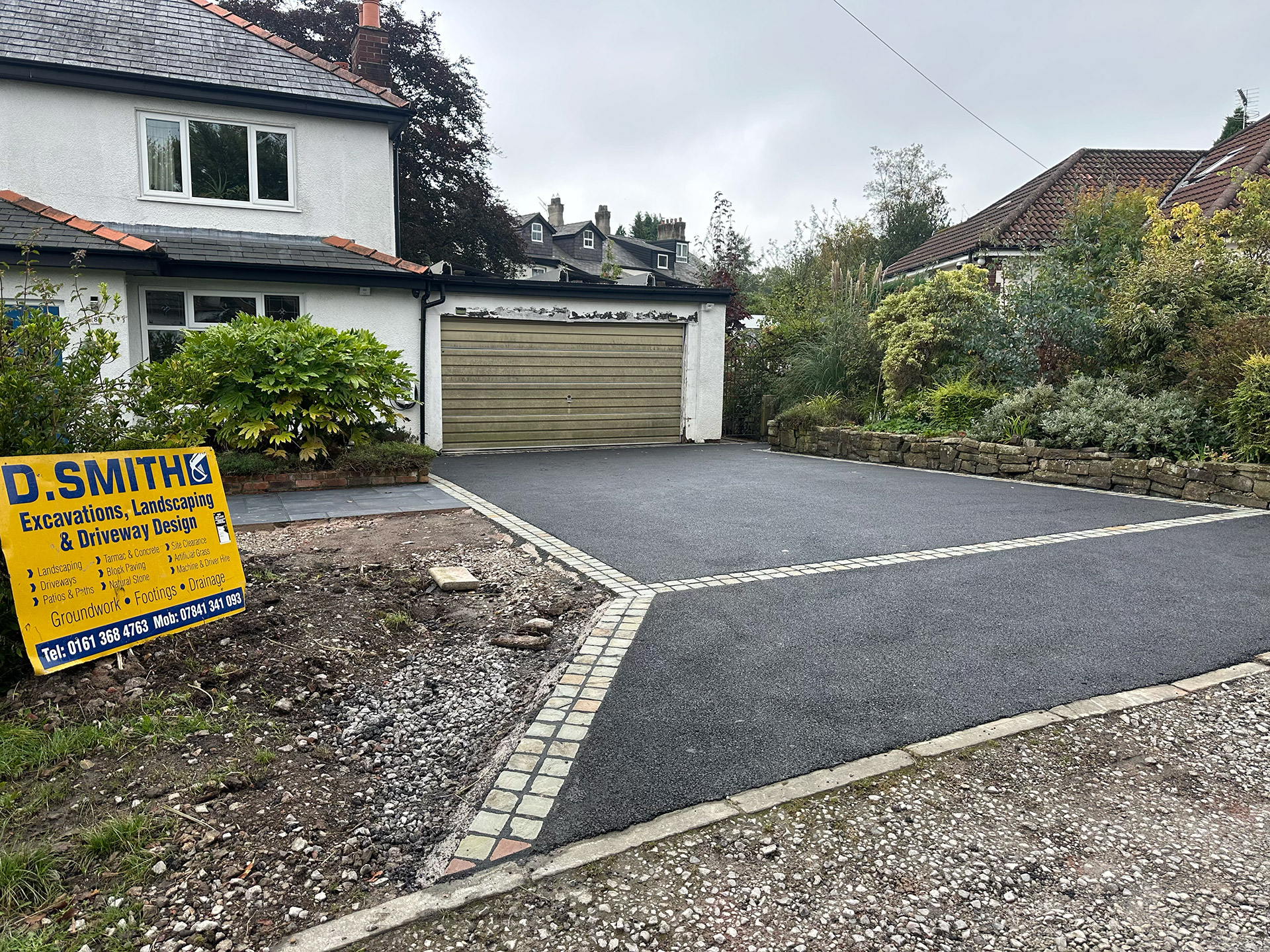 IMG_8994 Tarmac driveway frontage with a granite paved border, Compstall Road Romiley